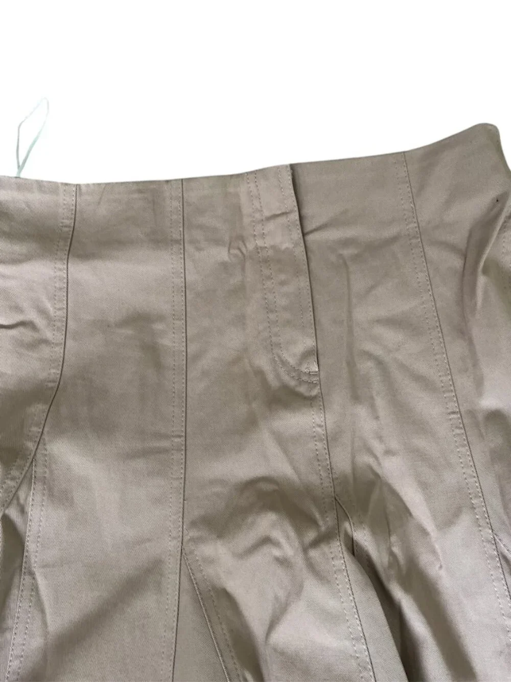 Zara ZW Collection Trench Midi Skirt Light Whiskey Pleated Hem Cotton Large NWT